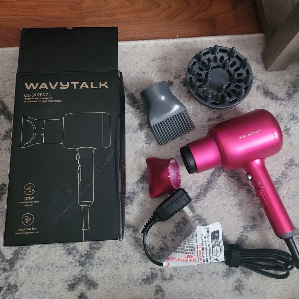 Wavytalk Pink Hair Dryer with Attachments